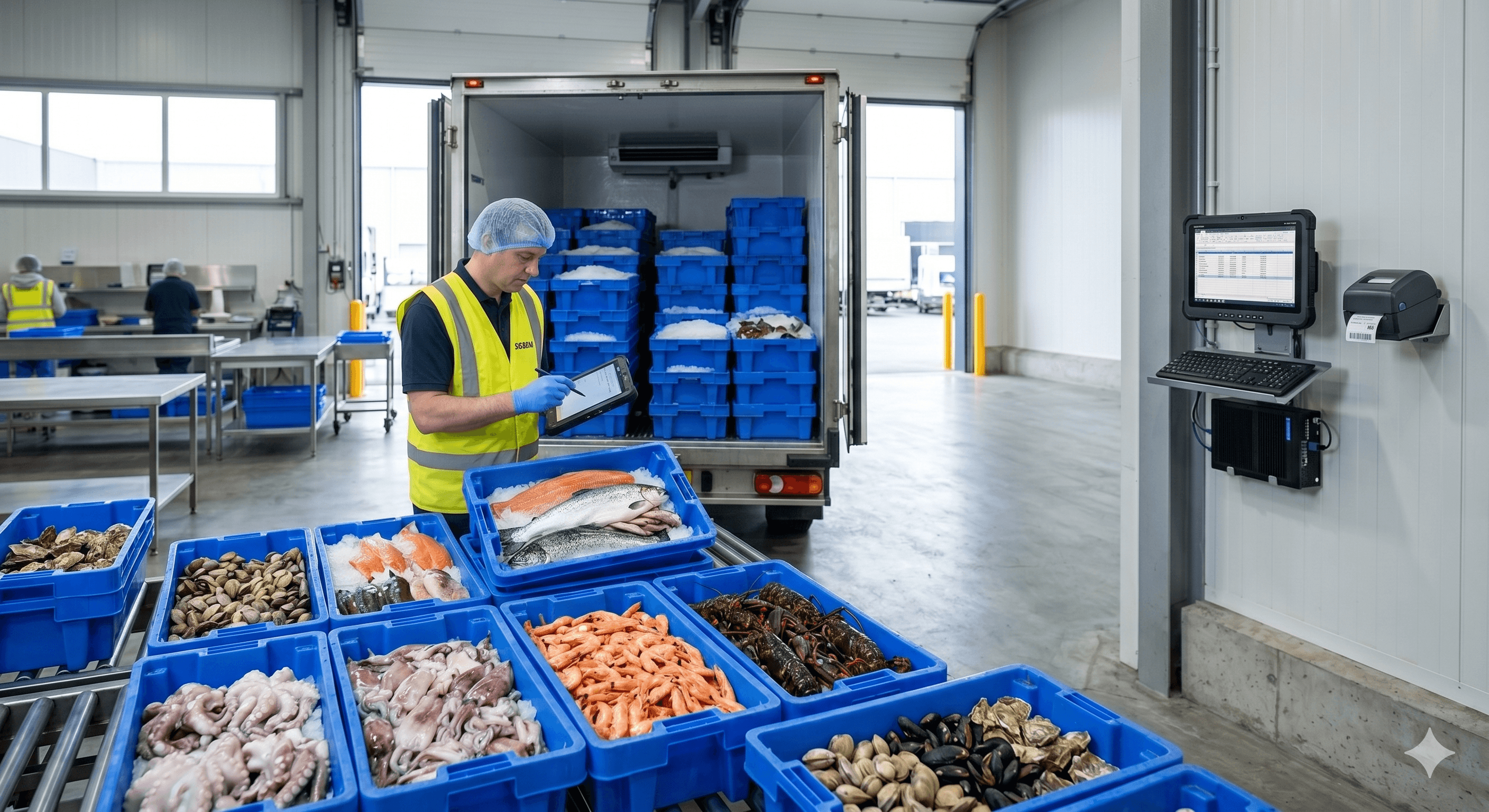 Quality-control worker recording produce wastage during receiving